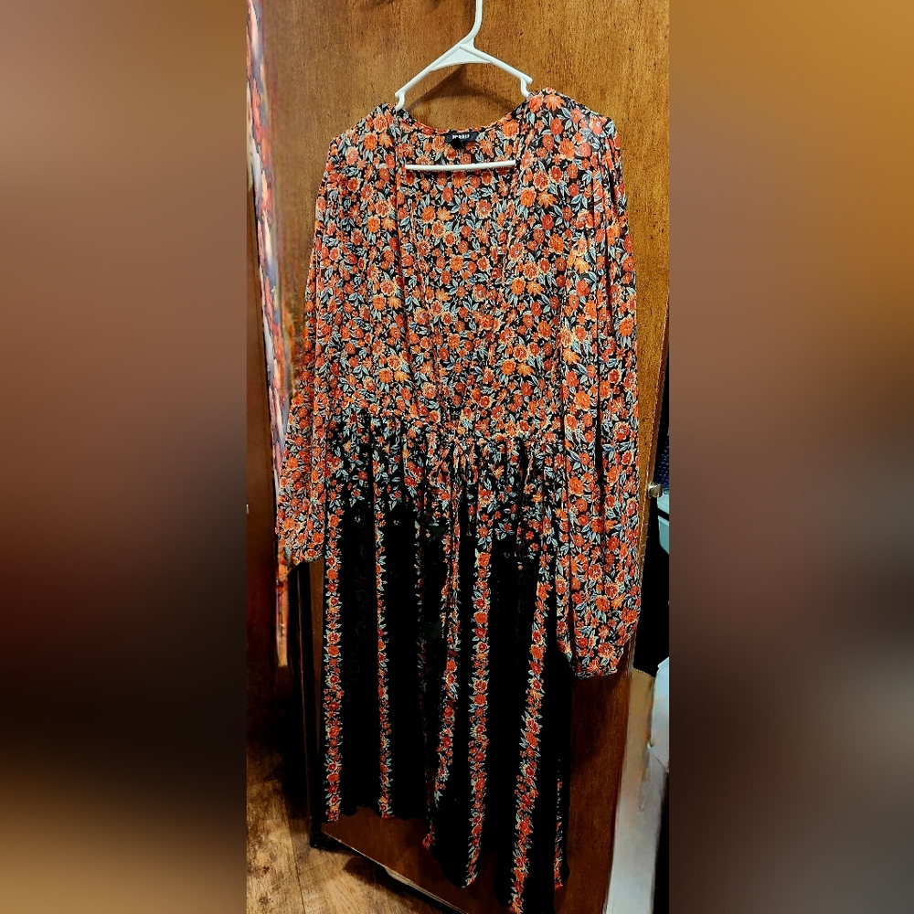 Torrid Lurex Chiffon Tie-Front Maxi Kimono